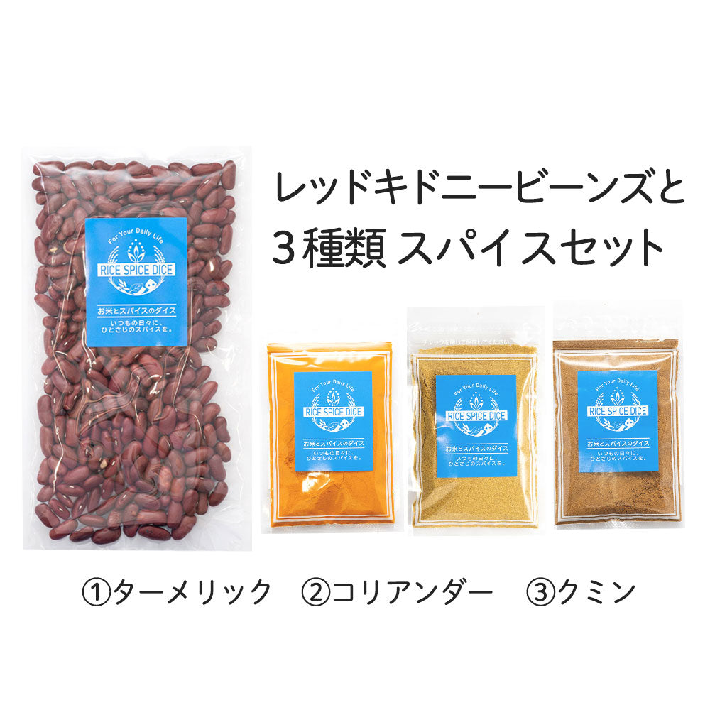 レンズキドニービーンズと3種類スパイスセット